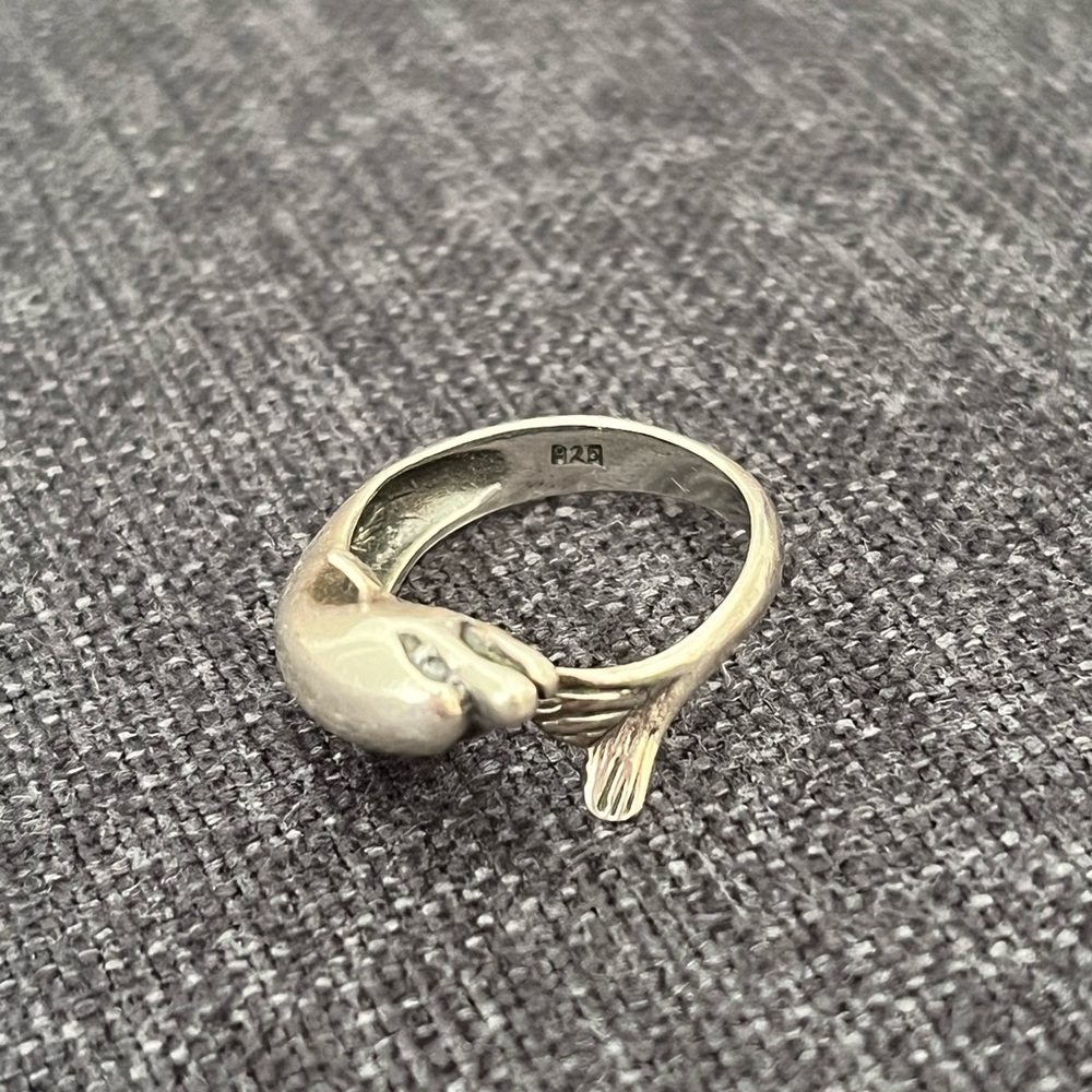Vintage 925 Sterling Silver Dolphin Wrap Ring 3D in Size 6